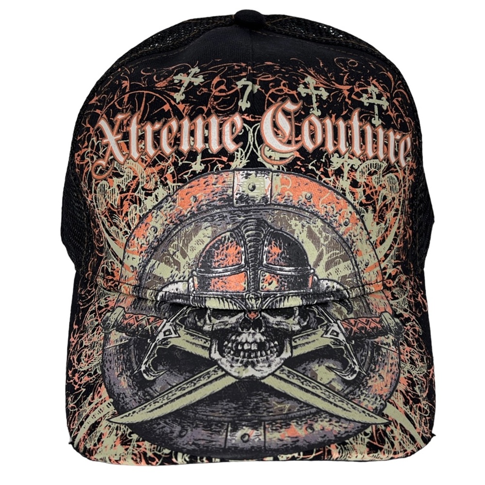 Xtreme Couture By Affliction Men's Trucker Hat Shield OF Glory Style Skull
